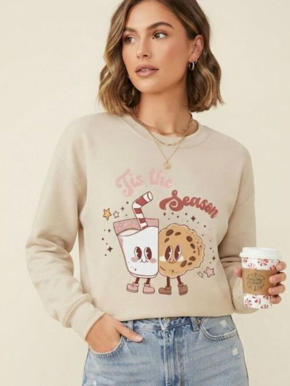 milk & cookies Xmas sweatshirt tis the season cute